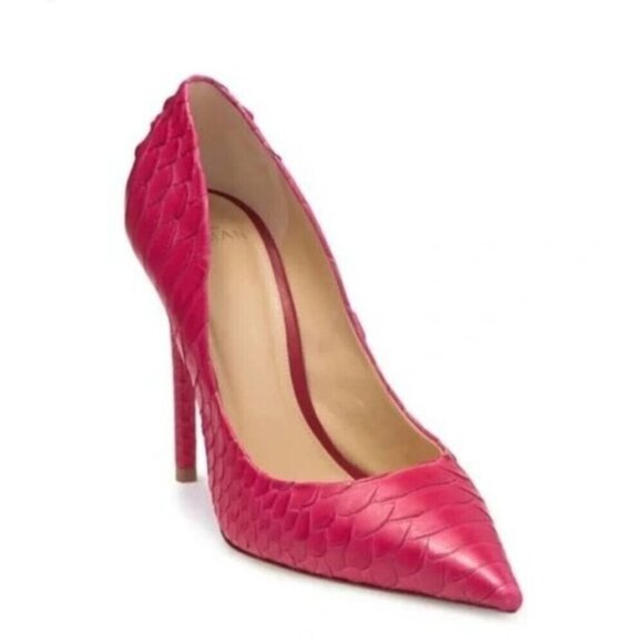 ALEXANDRE BIRMAN | Olga pumps heels snake embossed azalea pink sz 39 - Picture 1 of 6